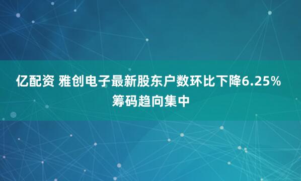 亿配资 雅创电子最新股东户数环比下降6.25% 筹码趋向集中